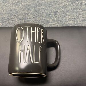 Rae Dunn Black Ceramic "Other Half" Mug with Cream Lettering